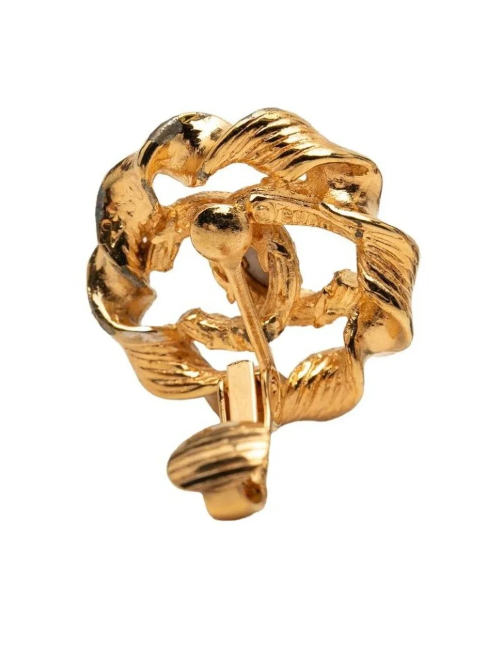 Chanel CC Logo Round Earrings Gold Plated